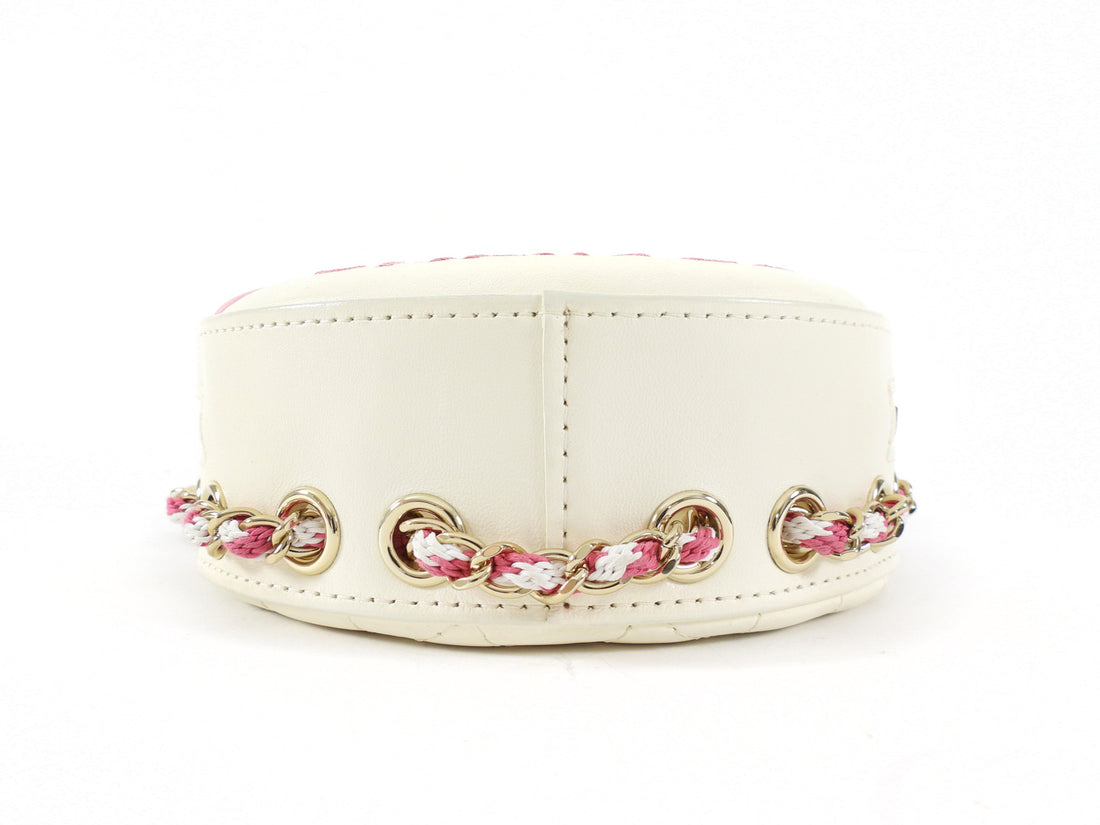 Chanel 2019 C Runway Pink and White La Pausa Lifesaver Round Bag