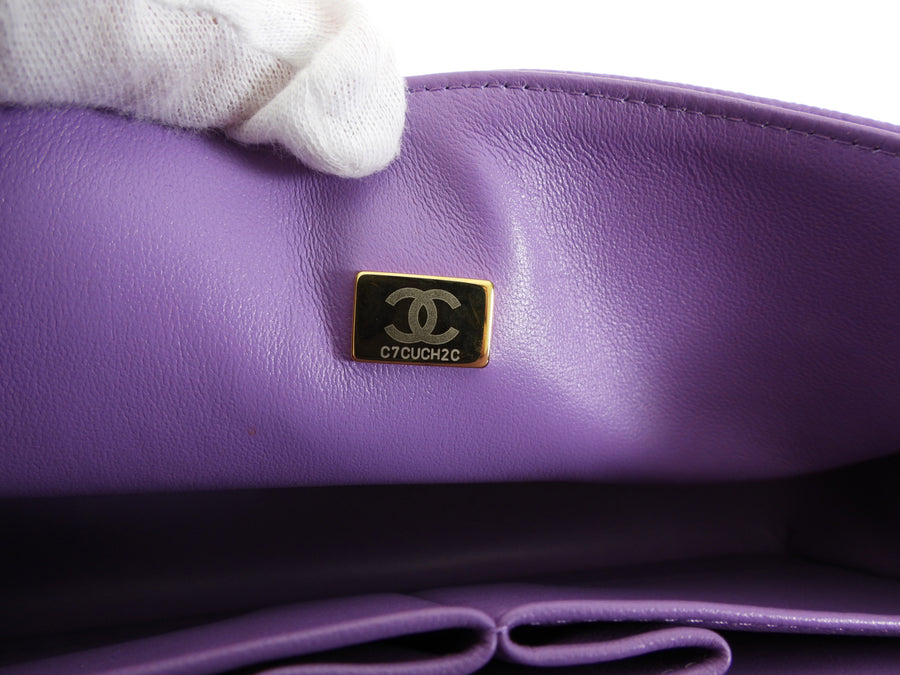 Chanel Medium Lilac Purple Caviar Leather Classic Double Flap Bag LGHW