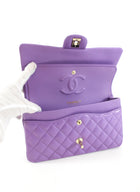 Chanel Medium Lilac Purple Caviar Leather Classic Double Flap Bag LGHW
