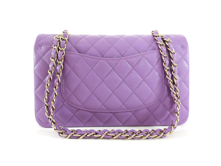 Chanel Medium Lilac Purple Caviar Leather Classic Double Flap Bag LGHW