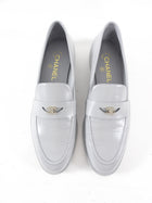 Chanel Putty Grey Glossed Leather CC Loafer - 39.5