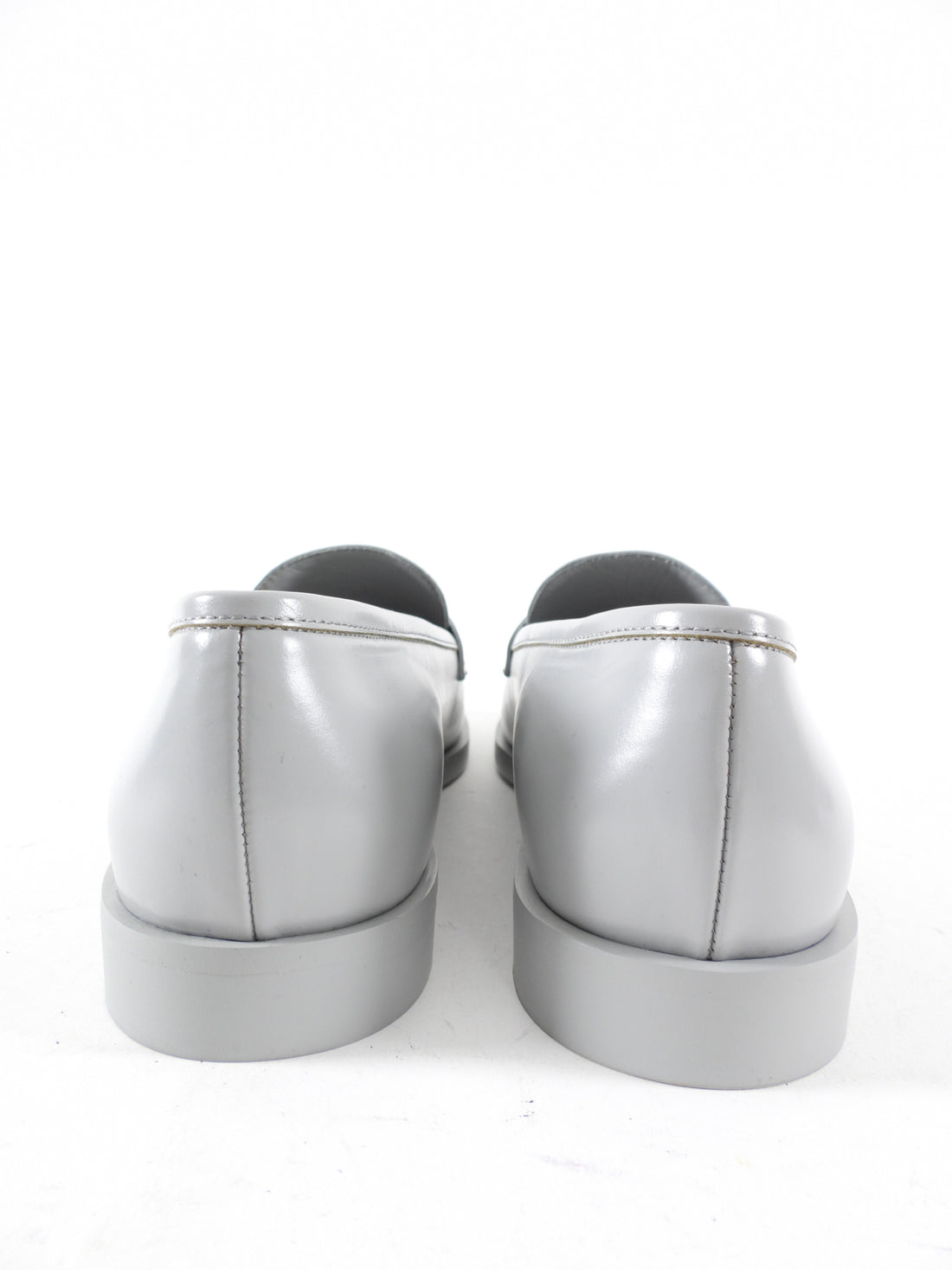 Chanel Putty Grey Glossed Leather CC Loafer - 39.5