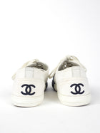 Chanel White and Black Stripe Canvas Flat Sneakers - 36