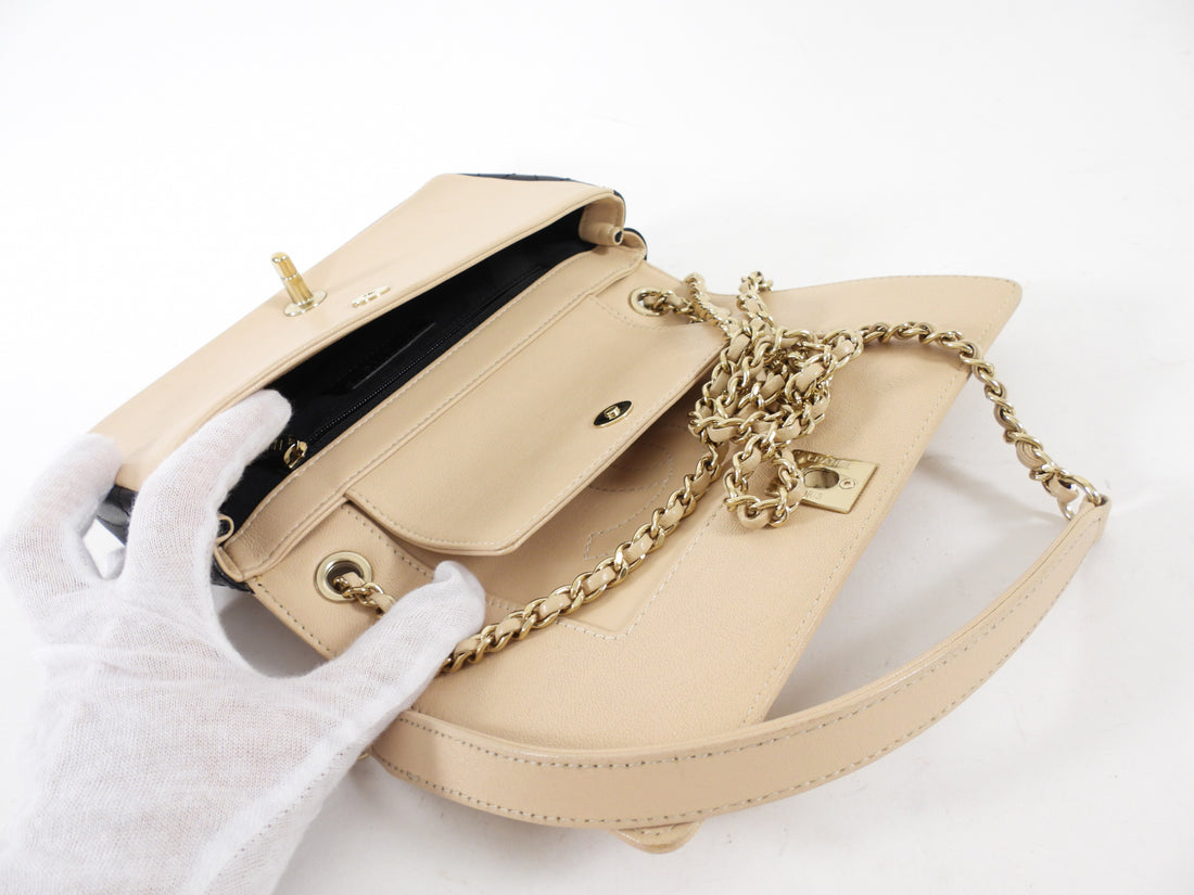 Chanel Mademoiselle Vintage Beige and Black Small Full Flap Bag