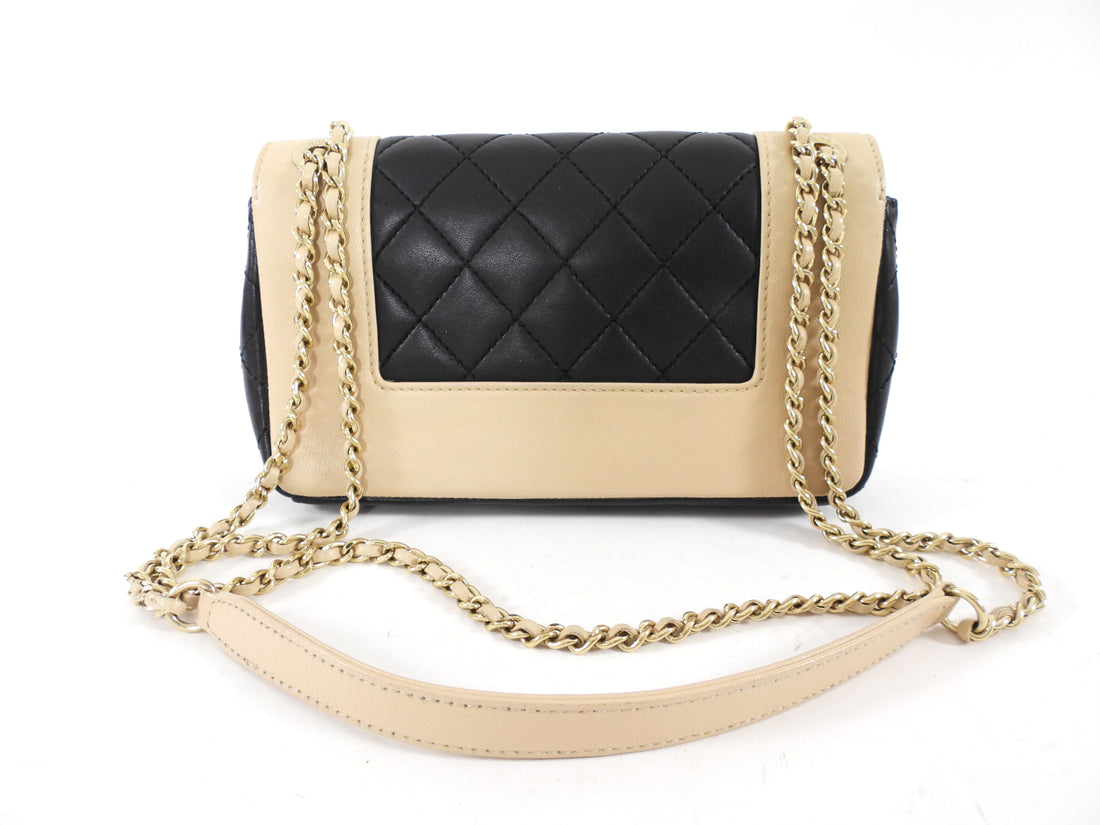 Chanel Mademoiselle Vintage Beige and Black Small Full Flap Bag