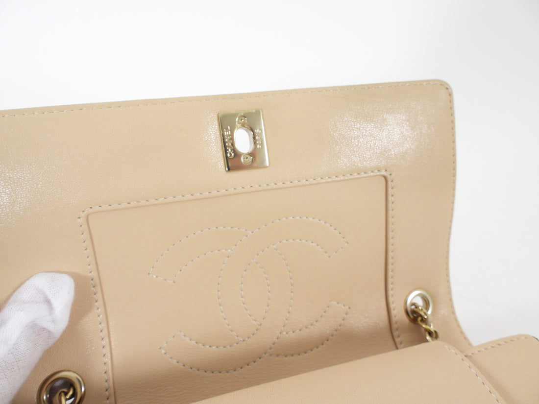 Chanel Mademoiselle Vintage Beige and Black Small Full Flap Bag