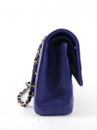 Chanel Blue Chevron Quilted Medium Double Classic Flap Bag GHW