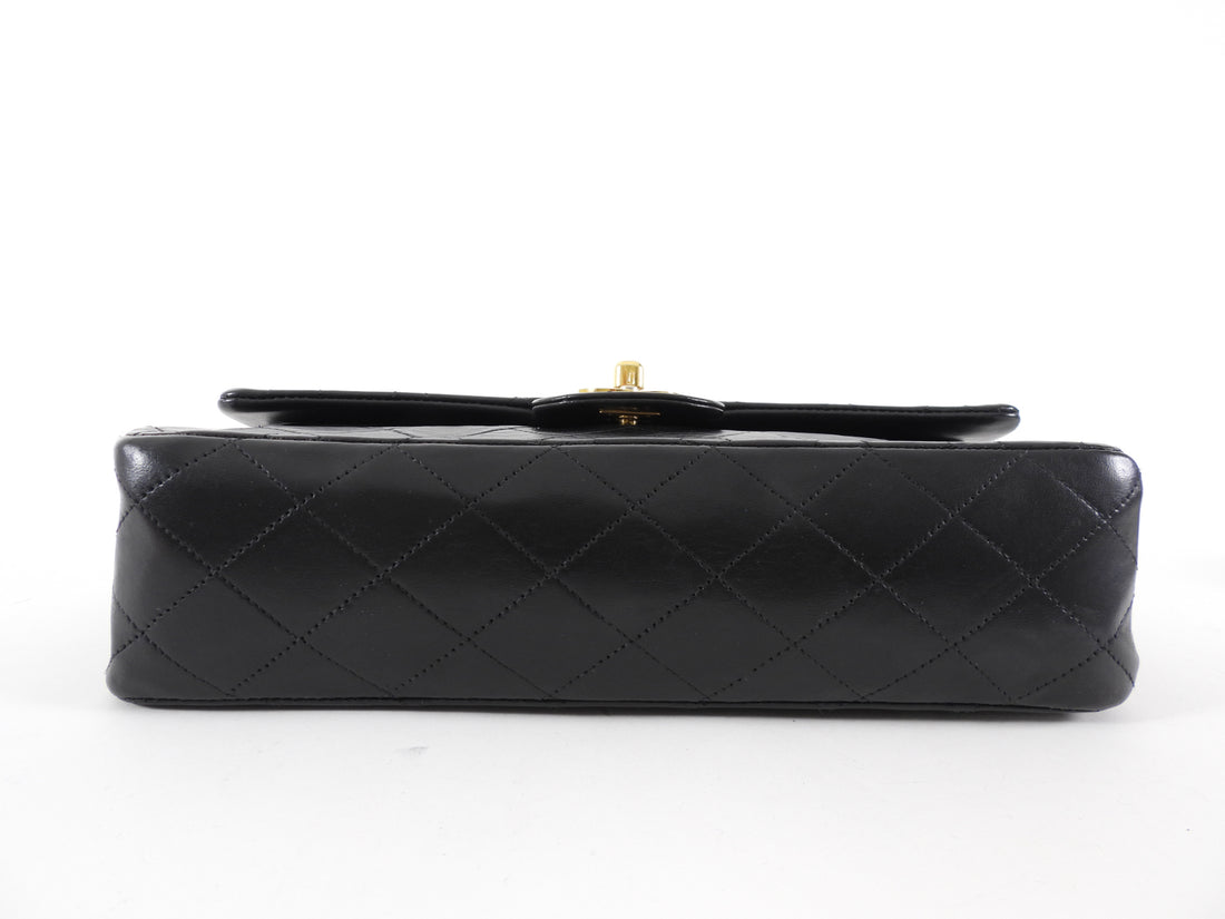 Chanel Vintage 1989-1991 Black Lambskin Medium Classic Double Flap Bag