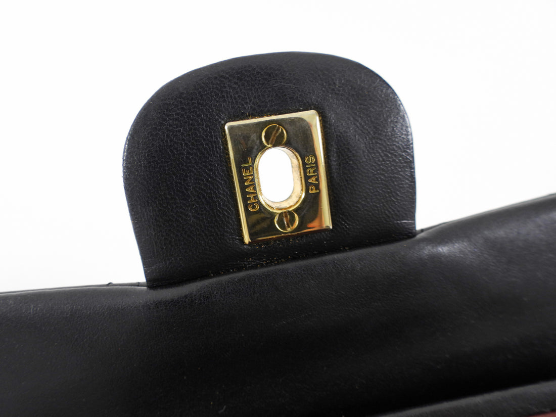 Chanel Vintage 1989-1991 Black Lambskin Medium Classic Double Flap Bag