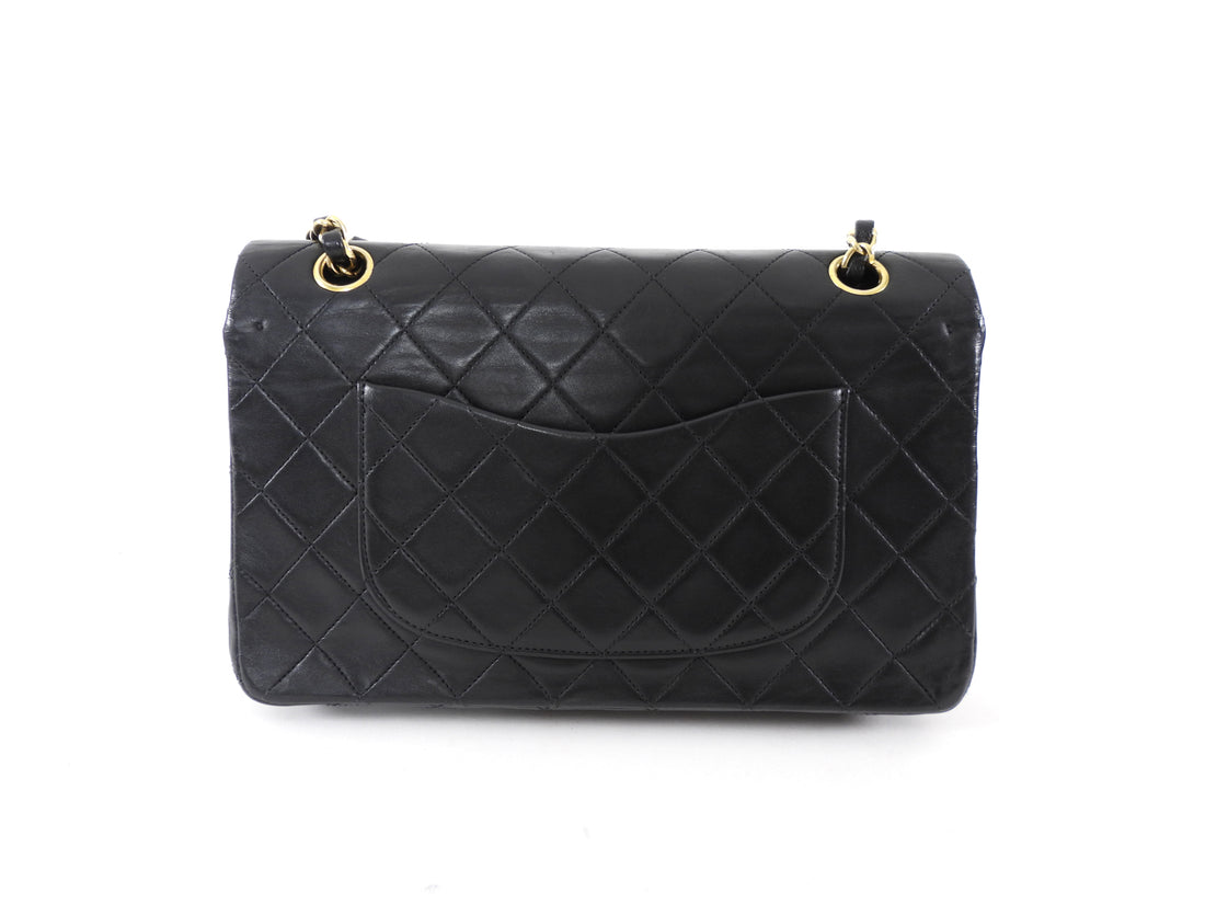 Chanel Vintage 1989-1991 Black Lambskin Medium Classic Double Flap Bag