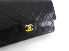 Chanel Vintage 1989-1991 Black Lambskin Medium Classic Double Flap Bag