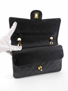 Chanel Vintage 1989-1991 Black Lambskin Medium Classic Double Flap Bag