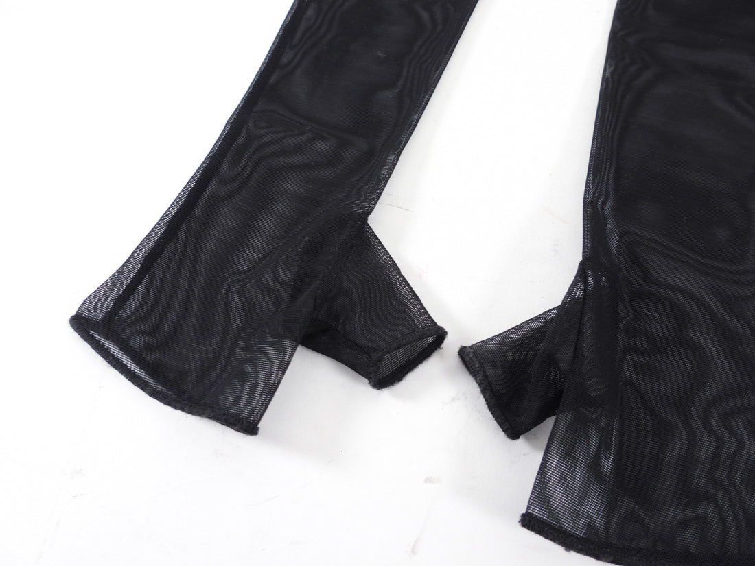 Chanel Black Mesh CC Fingerless Long Opera Gloves