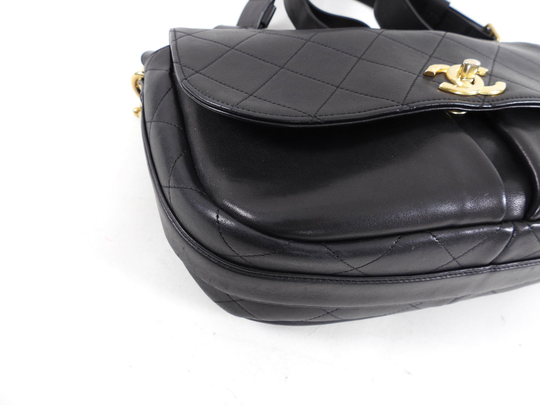 Chanel Black Quilted Leather Paris in Rome Messenger Bag