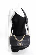 Chanel Black Quilted Leather Paris in Rome Messenger Bag