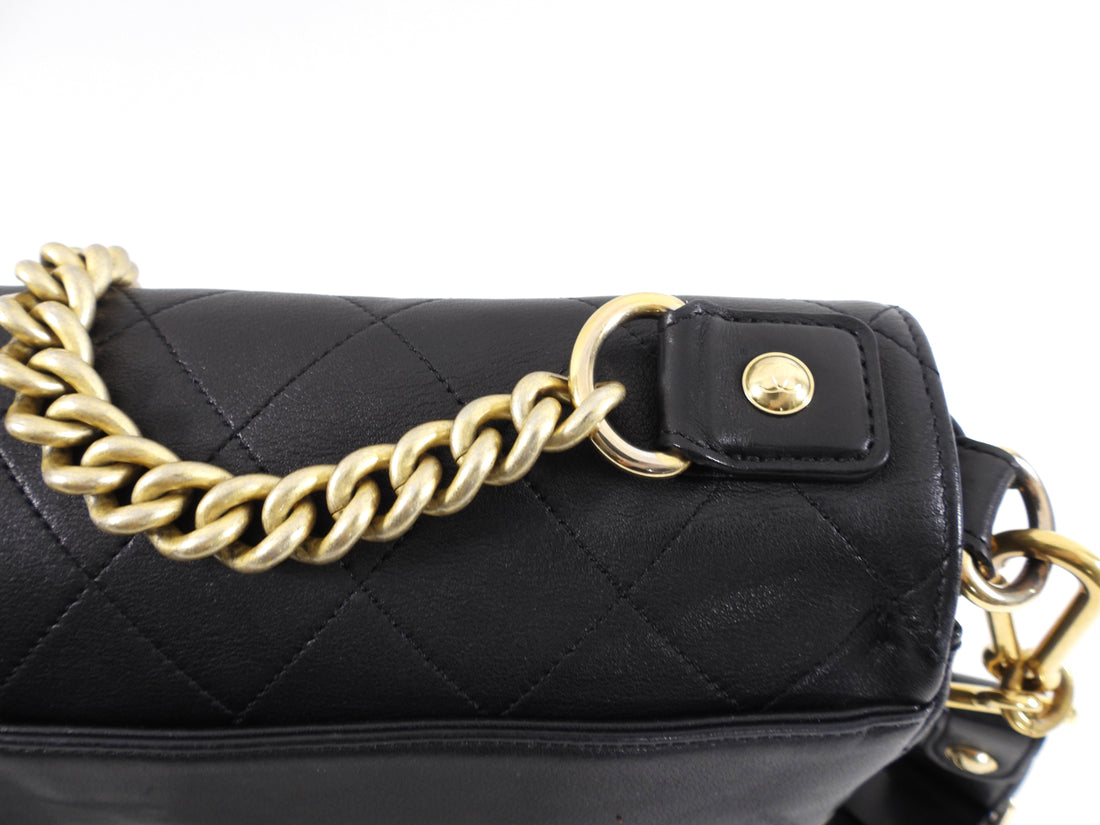 Chanel Black Quilted Leather Paris in Rome Messenger Bag