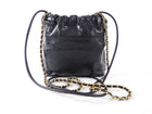 Chanel Black Leather Chain 22 Mini Bag with Goldtone Spellout Logo