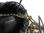 Chanel Black Leather Chain 22 Mini Bag with Goldtone Spellout Logo