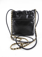 Chanel 2023 Black Leather Chain 22 Mini Bag with Ivory Enamel Logo