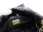 Chanel 2023 Black Leather Chain 22 Mini Bag with Ivory Enamel Logo