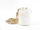 Chanel Twist Your Buttons Drawstring Bucket Bag Quilted Caviar Mini