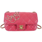 Chanel Pink V for Victory Mini Cherry Pink Crystal Classic Flap Bag