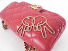 Chanel Pink V for Victory Mini Cherry Pink Crystal Classic Flap Bag