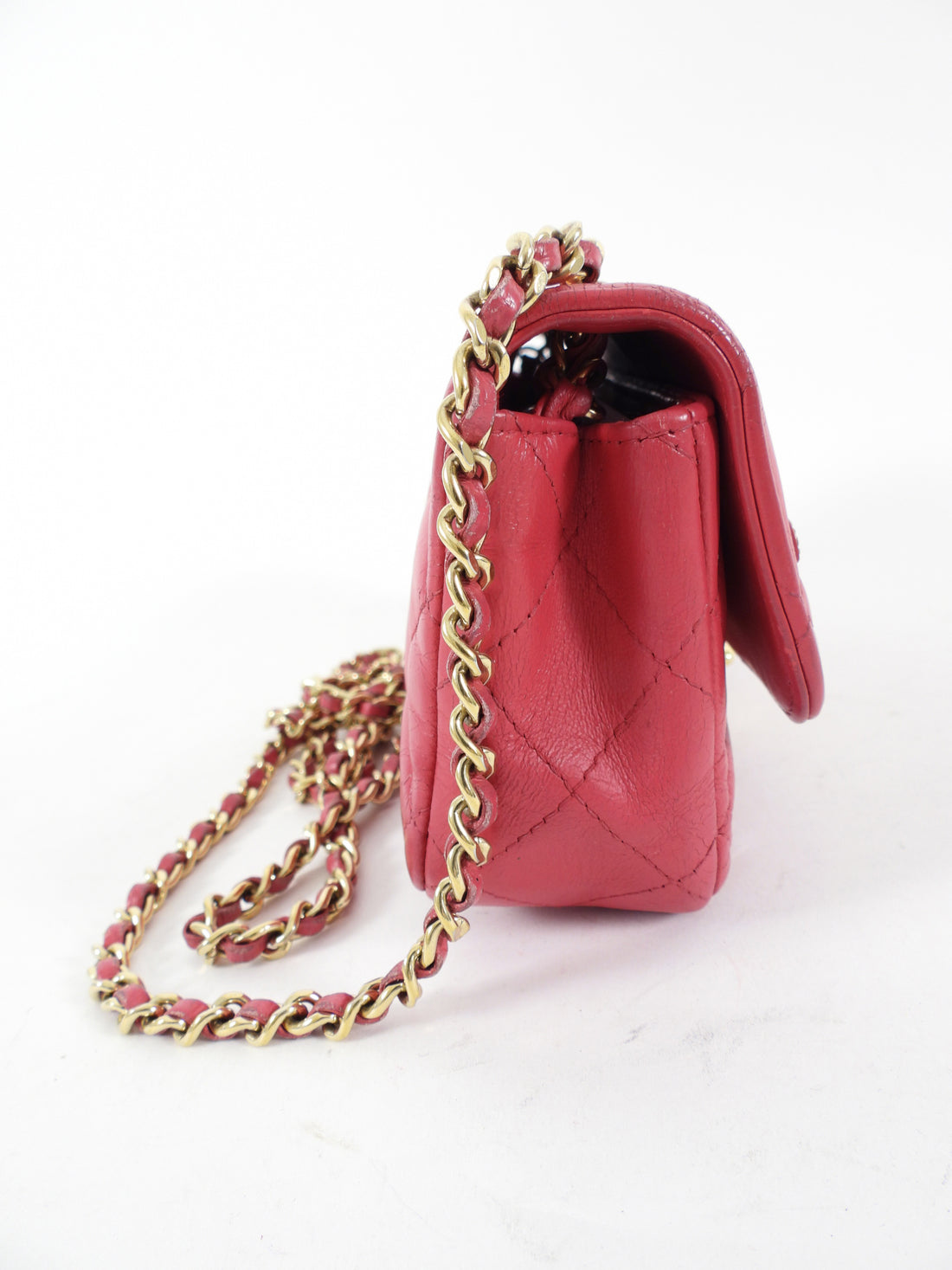 Chanel Pink V for Victory Mini Cherry Pink Crystal Classic Flap Bag