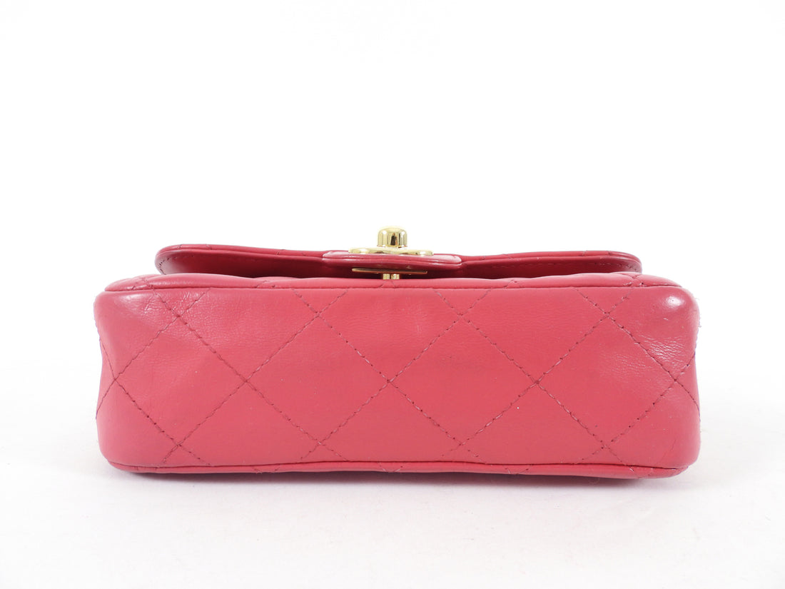 Chanel Pink V for Victory Mini Cherry Pink Crystal Classic Flap Bag