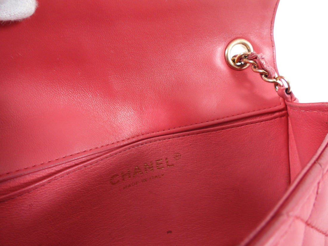 Chanel Pink V for Victory Mini Cherry Pink Crystal Classic Flap Bag