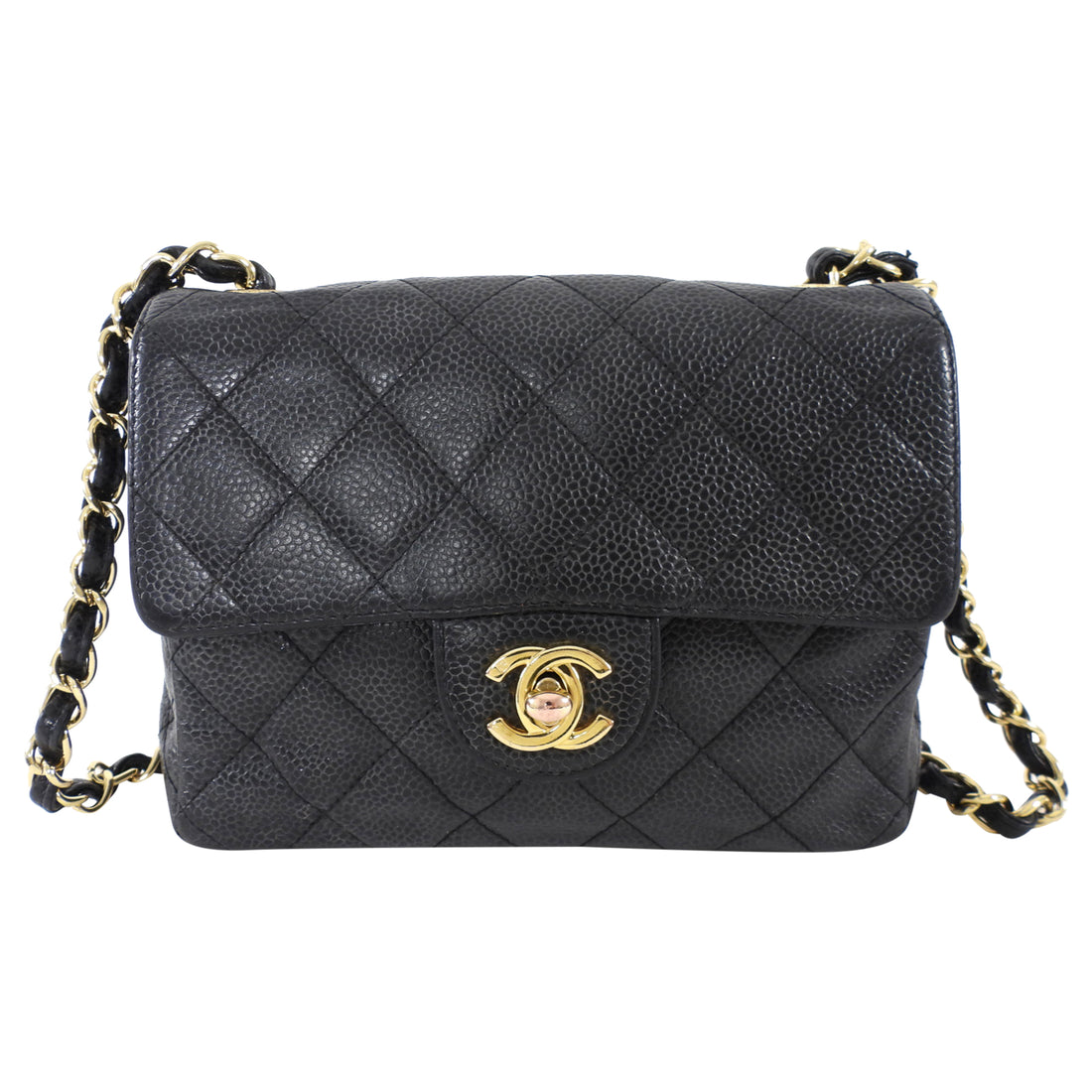 Chanel Black Caviar Vintage Square Mini Flap Bag GHW