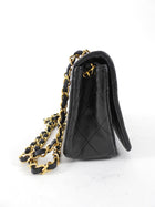 Chanel Vintage 1989 Mini Black Lambskin Quilted Full Flap Bag