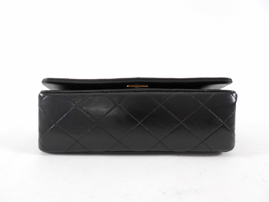 Chanel Vintage 1989 Mini Black Lambskin Quilted Full Flap Bag