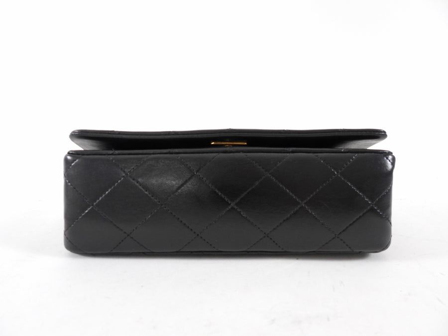 Chanel Vintage 1989 Mini Black Lambskin Quilted Full Flap Bag