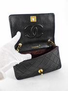 Chanel Vintage 1989 Mini Black Lambskin Quilted Full Flap Bag