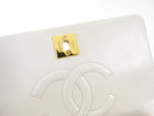 Chanel Vintage 1989 Mini White Lambskin Quilted Full Flap Bag