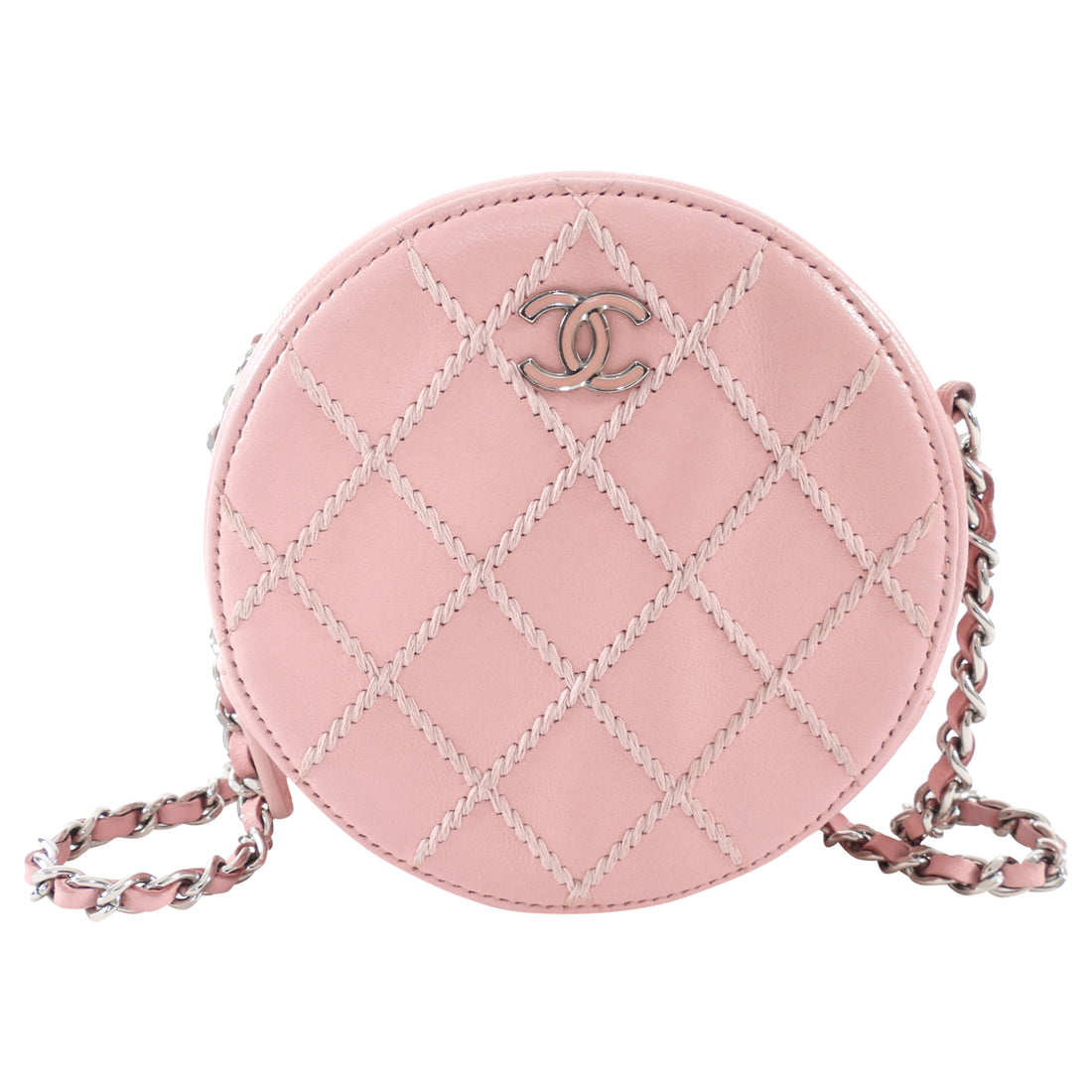 Chanel Pink Round Mini Ultrastitch Chain Clutch Bag