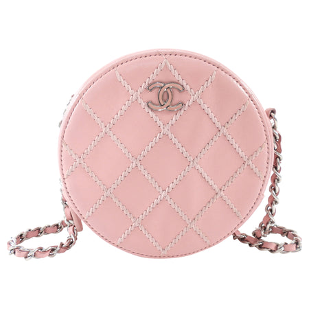 Chanel Pink Round Mini Ultrastitch Chain Clutch Bag