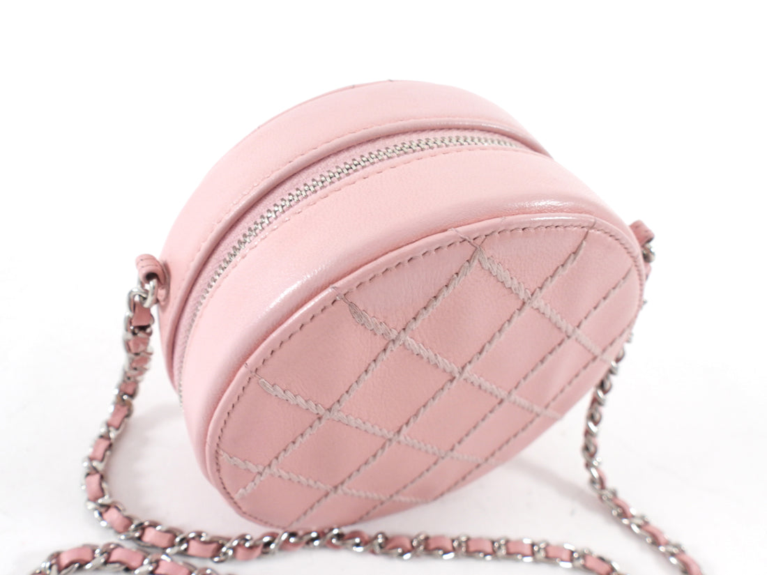 Chanel Pink Round Mini Ultrastitch Chain Clutch Bag