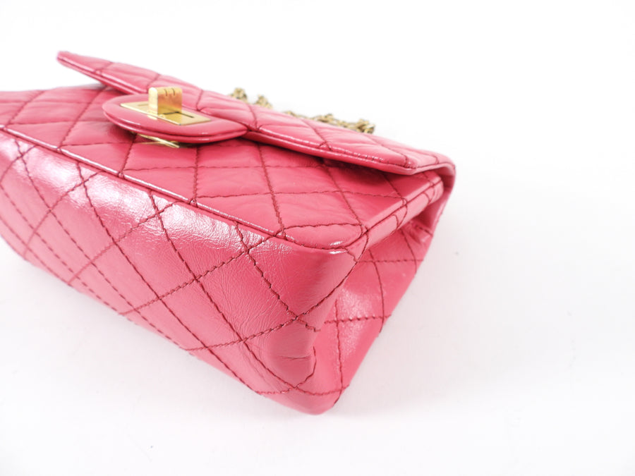 Chanel Hot Cherry Pink Aged Leather Mini 2.55 Reissue Flap Bag