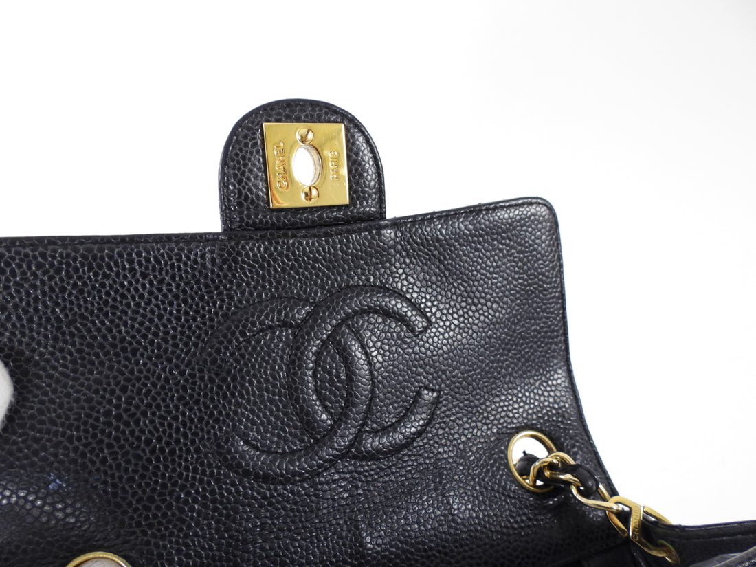 Chanel Black Caviar Vintage Square Mini Flap Bag GHW