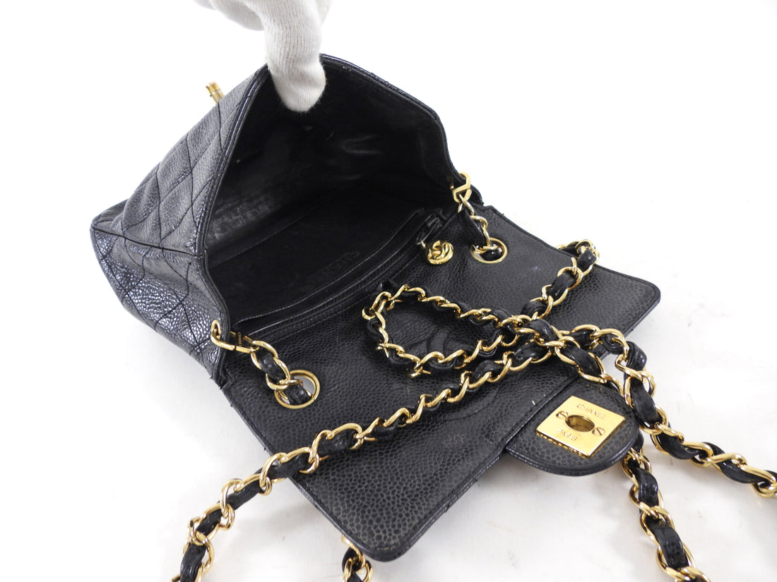 Chanel Black Caviar Vintage Square Mini Flap Bag GHW