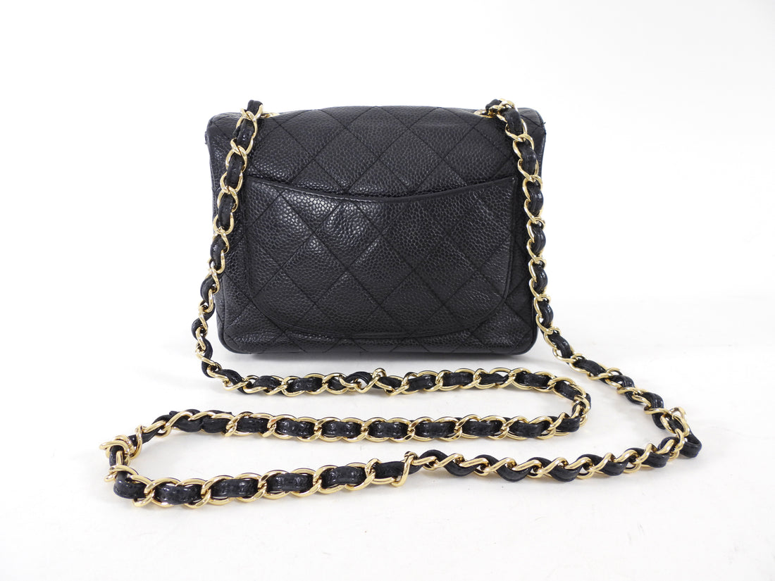 Chanel Black Caviar Vintage Square Mini Flap Bag GHW
