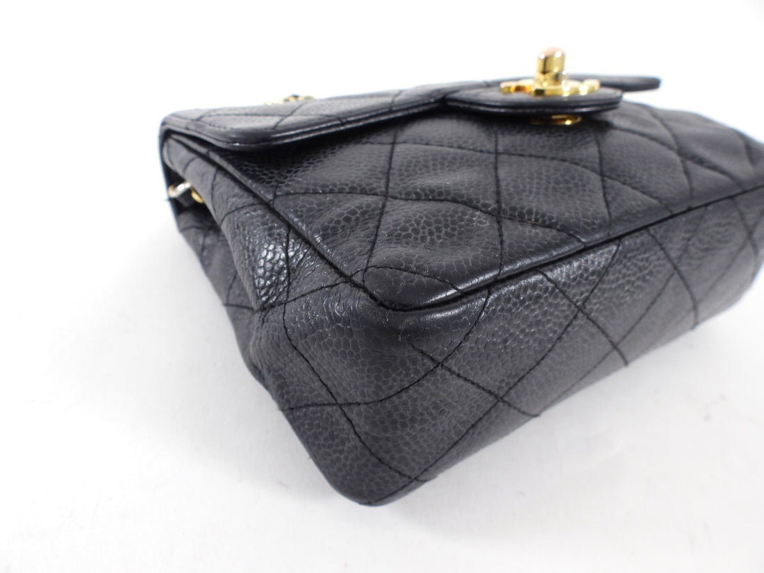 Chanel Black Caviar Vintage Square Mini Flap Bag GHW