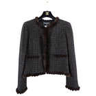 Chanel 03A Brown Mink Trim Tweed Jacket - FR42 / 10