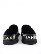 Chanel 2024 Black Leather Signature Logo Flat Mules - 36.5