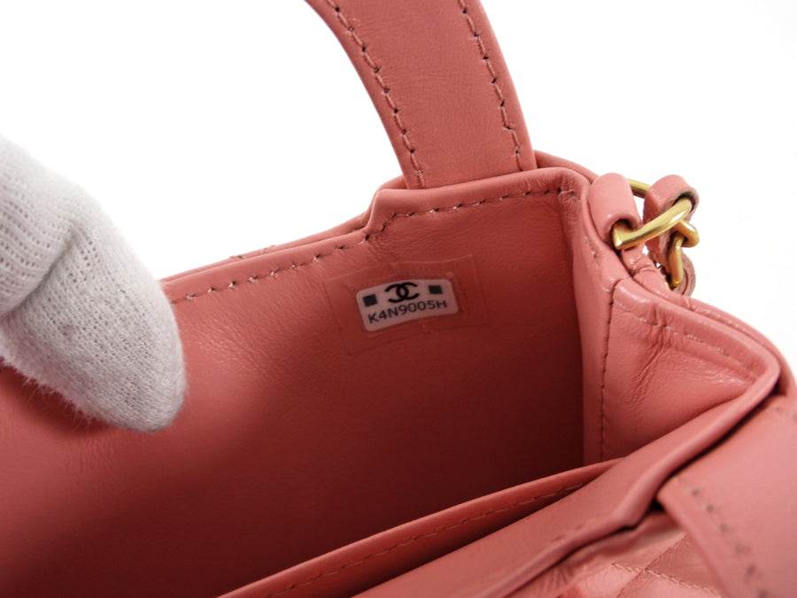 Chanel flamingo Pink Nano Kelly Shopping Bag Crossbody Chain