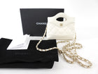 Chanel White Quilted Leather Nano Kelly Shopping Crossbody Chain Bag
