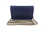 Chanel Navy Quilted Leather Boy Wallet on Chain GHW