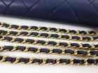 Chanel Navy Quilted Leather Boy Wallet on Chain GHW